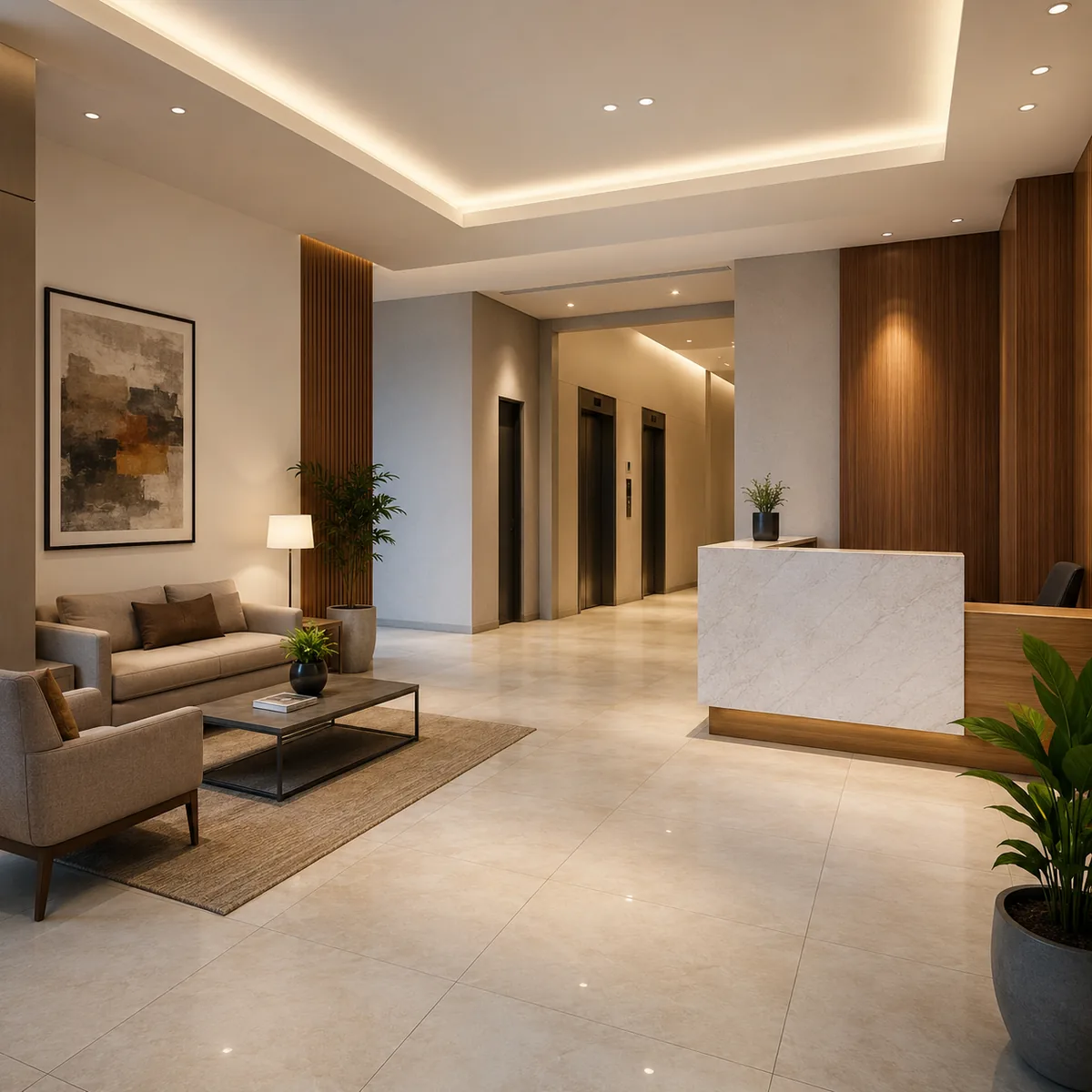 Indicative tower lobby for the Goyal and Co Hariyana Group apartments on Soukya Road, Bengaluru Indicative tower lobby for the Goyal and Co Hariyana Group apartments on Soukya Road, Bengaluru